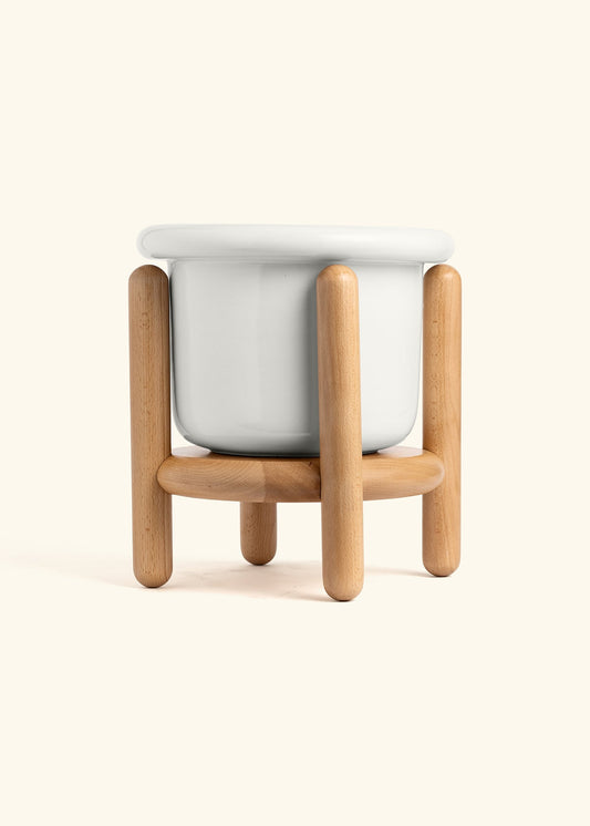 Polar White Fat Lip Planter and Stand Combo